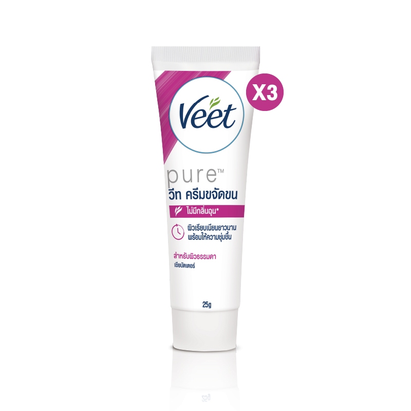 [Gift] Veet วีท Cream สูตรเชียบัตเตอร์ สำหรับผิวธรรมดา ขนาด 25 กรัม x3