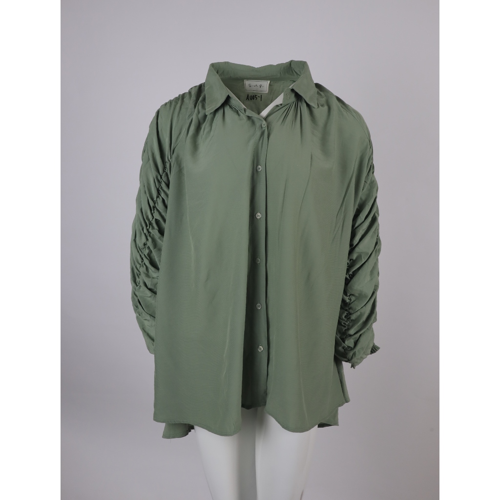 Simple.Par - เสื้อเชิ๊ตโอเวอร์ไซส์แขนสม๊อก-สีเขียว-A005-1