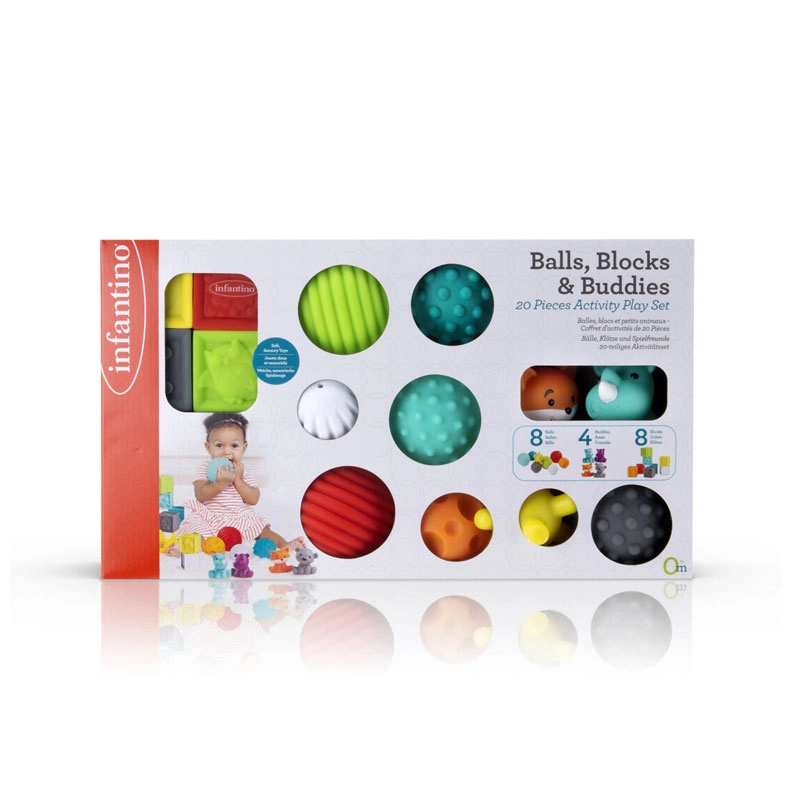 Infantino :  Balls, Blocks & Buddies 20 Pieces Activity - เซตของเล่นซิลิโคนเสริมพัฒนาการ 20 ชิ้น