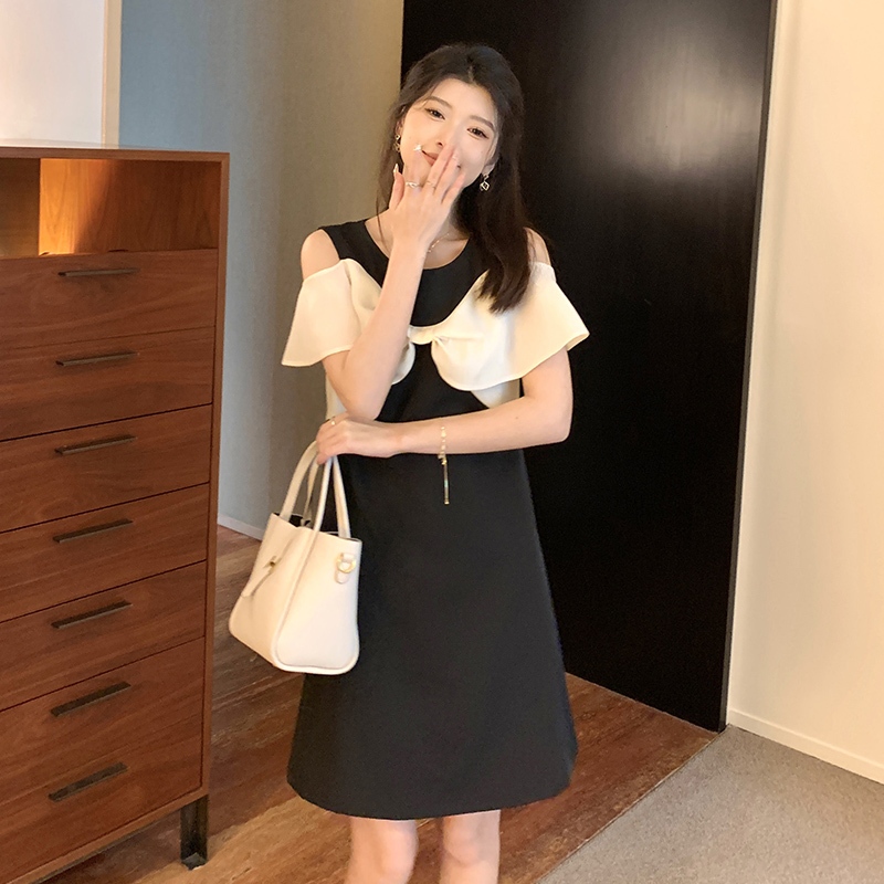 S-4XL   3 สี   เหมาะสำหรับสาวอวบ 40-90KG ชุดเดรสโบว์ ดีไซน์เปิดไหล่ น่ารัก มีเสน่ห์ เดรสปิดท้องและทำให้ดูผอม หุ่นดี ราคา ถูกที่สุด ดีลบีเคเค แกลเลอรีภาพที่ 3