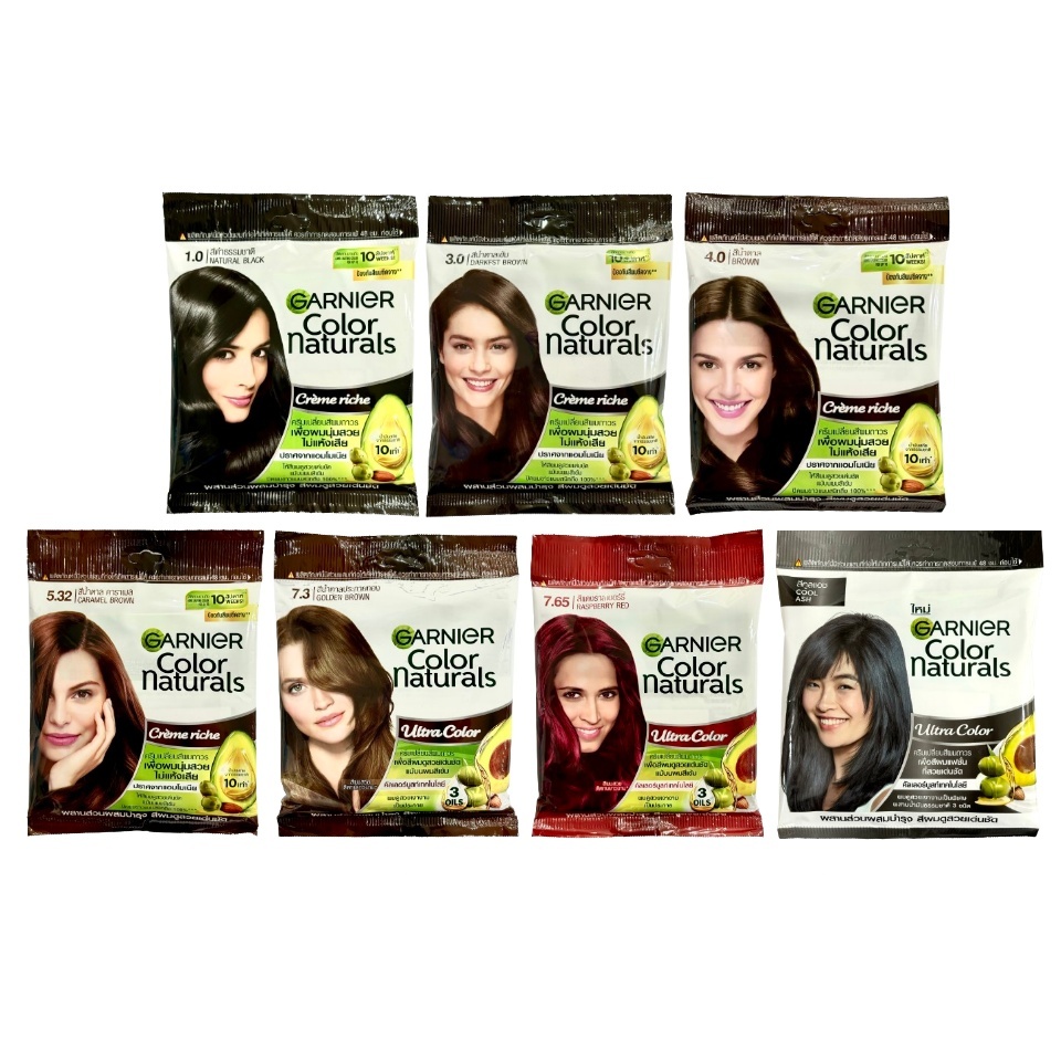 ถูก/แท้/มีไลฟ์ (ซอง) ครีมเปลี่ยนสีผม Garnier Color Naturals การ์นิเย่ ปิดผมขาว ย้อมผม ปิดผมหงอก ปิดผมขาวสนิท