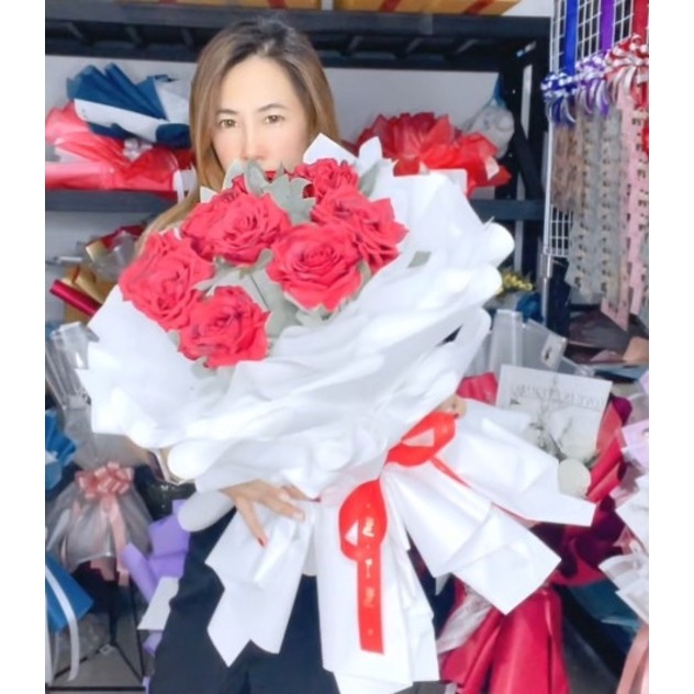 AA-ช่อกุหลาบ 9 ดอก ทรงกรม เลือกสีกระดาษและกุหลาบได้ค่ะ