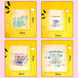 ถุงซิปเก็บเสือผ้า ลายน่ารัก จัดระเบียบกระเป๋า กันเสื้อผ้ายับ กันน้ำ กันฝุ่น เนื้อขุ่น มีซิปรูด แบบ 1ใบ