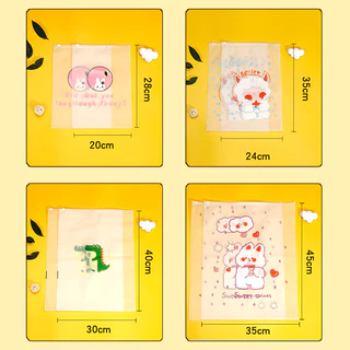 ถุงซิปเก็บเสือผ้า ลายน่ารัก จัดระเบียบกระเป๋า กันเสื้อผ้ายับ กันน้ำ กันฝุ่น เนื้อขุ่น มีซิปรูด แบบ 1ใบ