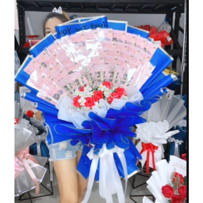 AA-ช่อใสธนบัตร กุหลาบสบู่ กระดาษแผ่นใสสี 10-20-30-50ใบ