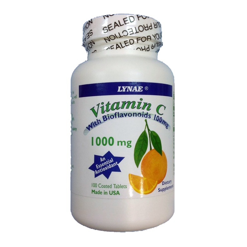 Lynae Vitamin C 1000 mg with bioflavonoids ไลเน่วิตามินซี 1000 มิลลิกรัม 100 เม็ด เสริมภูมิคุ้มกัน Exp:12/2028