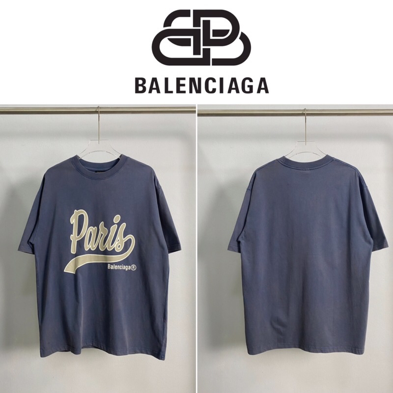 เสื้อยืดแขนสั้น BALENCIAGA ENJOY PARIS T-SHIRT OVERSIZED IN FADED TEE (สีน้ำเงิน)