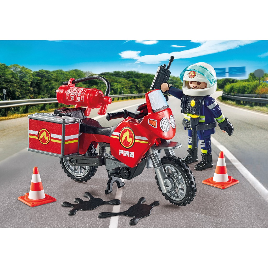 Playmobil 71466 Fire Brigade Fire Motorcycle แอคชั่นฟิกเกอร์ ดับเพลิง มอเตอร์ไซค์ดับเพลิง