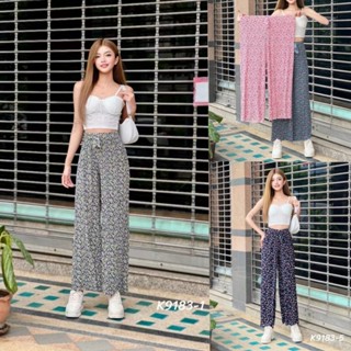 Eight9ineshop กางเกงลายดอก กางเกงอัดพลีทลายดอก เนื้อผ้าดีใส่…