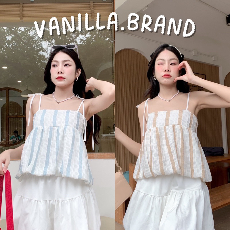 เสื้อสายเดี่ยวผูกไหล่ กุ้นขอบตัดสี -st / VB0223