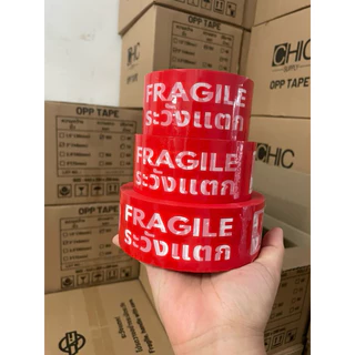 (1ม้วน) เทประวังแตก 2 นิ้ว ยาว 45, 100, 200 หลา 45 ไมครอน OPP fragile tape สำหรับปิดกล่อง