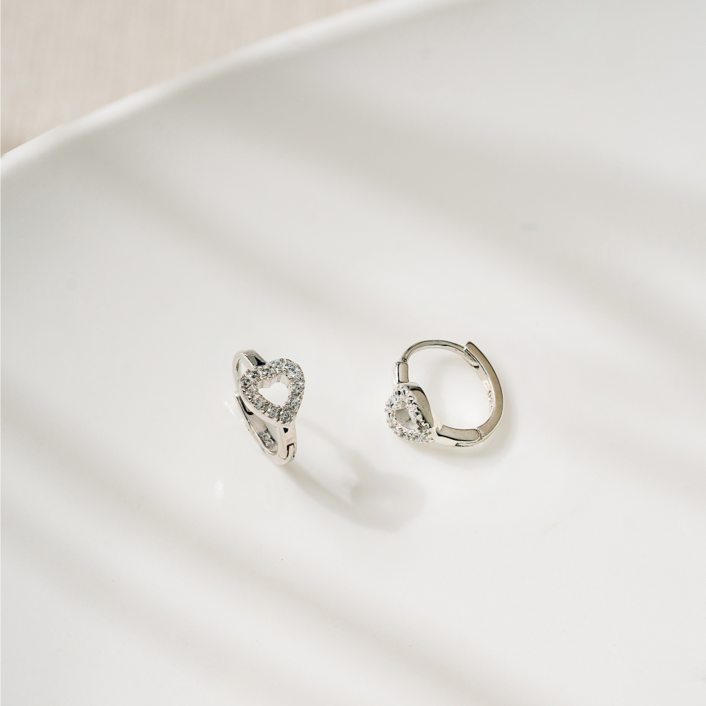 Ar-Kang Collection AKE2428/AKE2429/AKE2430/AKE2431/AKE2432/AKE2433 ต่างหูห่วงเงินแท้ ลายหัวใจ