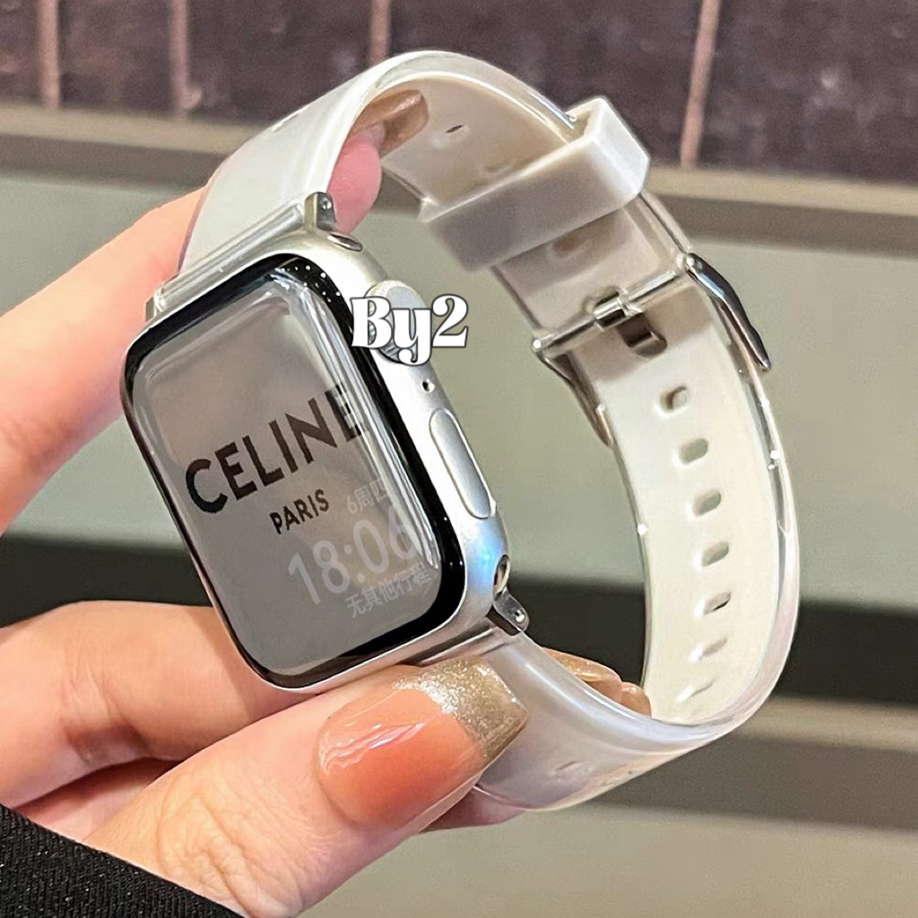 สายนาฬิกาข้อมือซิลิโคนเจลลี่ สําหรับApple Watch Ultra10 44 40 45 41 46mm สร้อยข้อมือกีฬาสำหรับ iwatch 4 5 6 SE 7 8 9 10 - รูปที่ 7