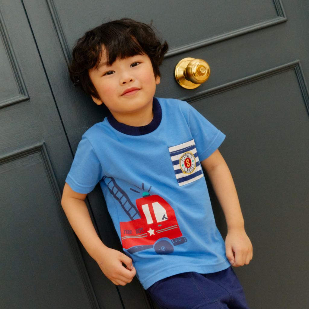 e'clat เสื้อเด็กผู้ชาย 1-6ปี เสื้อยืดคอกลม เเขนสั้น มีกระดุมไหล่เฉพาะ12M-2Yพิมพ์ลายด้านหน้า 9010