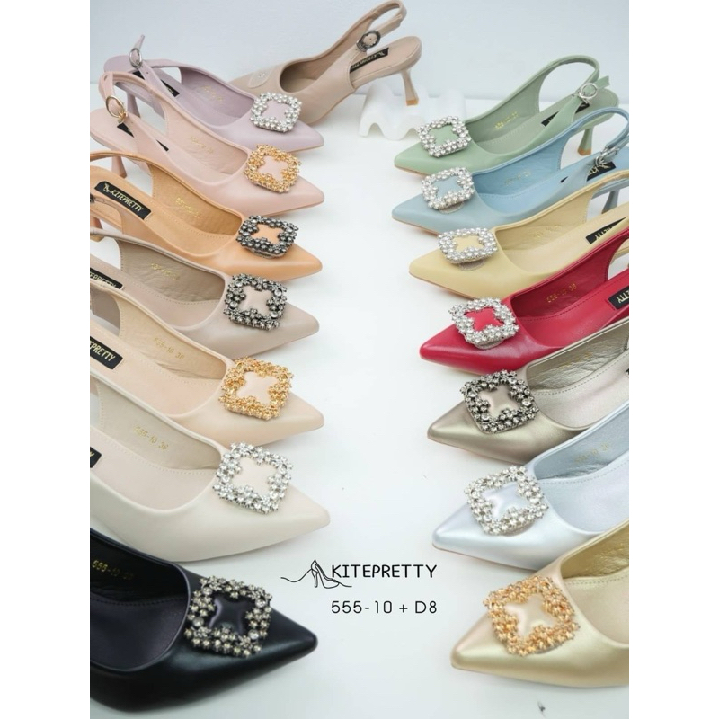 KITE PRITTY 555-10+D8 รองเท้าหัวแหลมรัดส้น สูง 2.5 นิ้ว งานแพทเทิร์นสวย หนังนิ่ม ใส่สวยมากๆค่ะรุ่นนี้