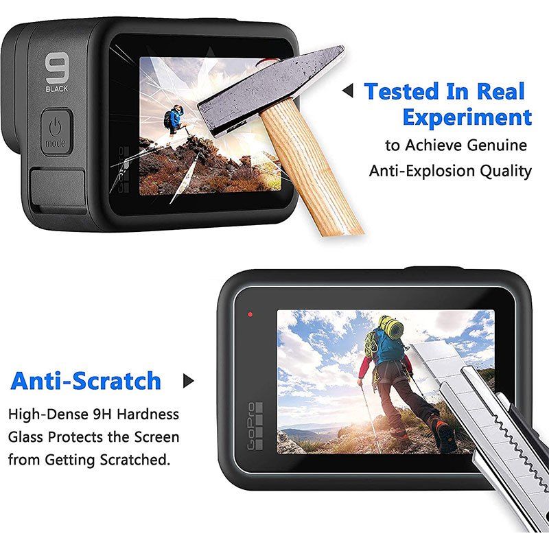 6 ชิ้น ฟิล์มกันรอย For GoPro Hero 12/11/10/9 Camera Tempered Glass Protector Flim ป้องกันหน้าจอ กระจกกันรอย​