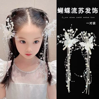 [พร้อมส่งทันที] 1ชิ้น เครื่องประดับผม คริสตัลติดผม ผีเสื้อคริสตัล ทัดหู ชุดราตรี