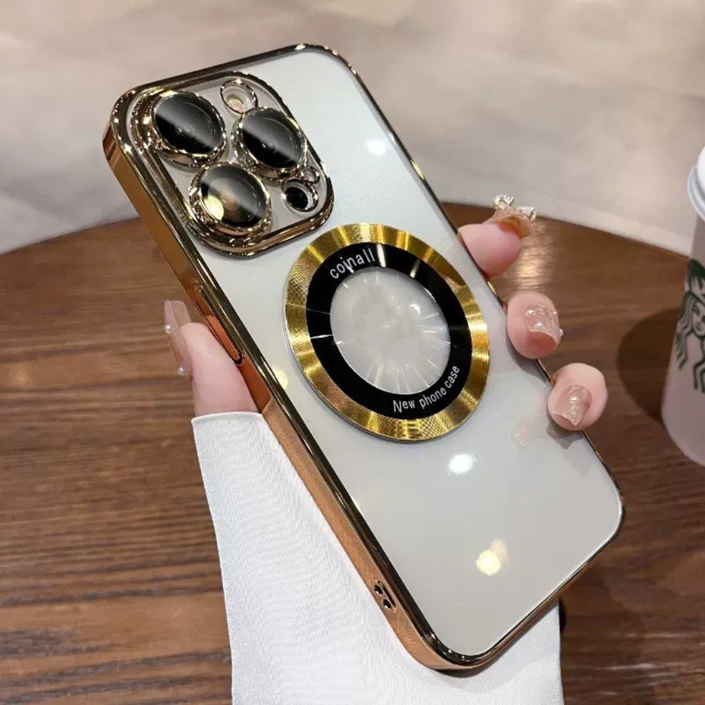 เคสชุบโครเมี่ยมชาร์จแม่เหล็กและกันกระแทก Magnetic Case For iPhone 16Promax 16Pro 16Plus 16 15Promax 15Pro 15Plus 15 14