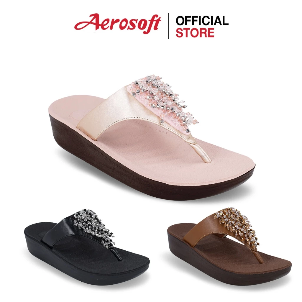 Aerosoft (แอโร่ซอฟ) รองเท้าแตะผู้หญิง รองเท้าแฟชั่น แบบหนีบ นิ่มๆ เพื่อสุขภาพ รุ่น FW8386