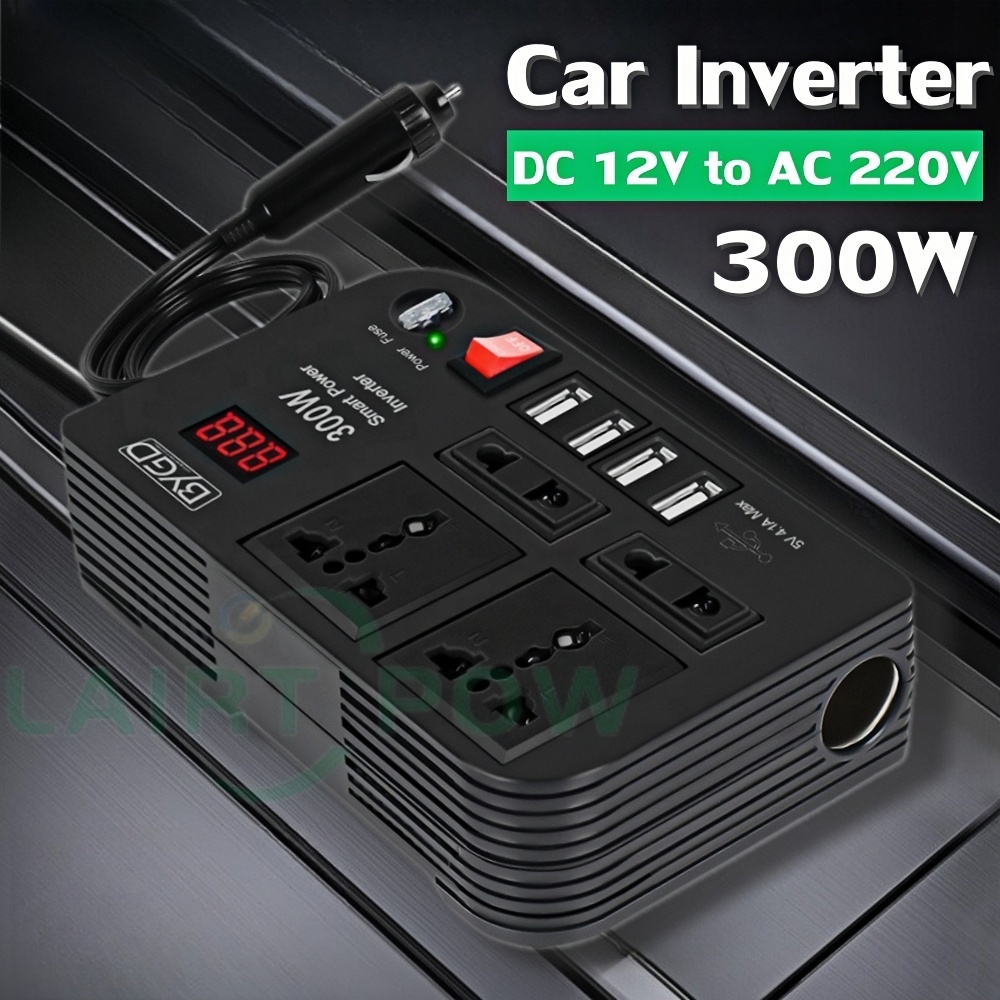 Car Inverter 300W ปลั๊กจุดบุหรี่ อินเวอร์เตอร์แปลงไฟรถเป็นไฟบ้าน Smart Power Inverte DC 12V to AC 220V อินเวอร์เตอร์ในรถ