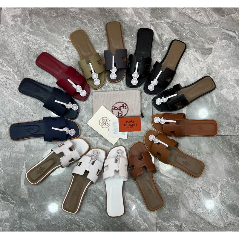 รองเท้าแตะ Her.mes แบบสวม งานออริ เหมือนสุด พื้นไม้ พร้อมส่ง (size36-40)แถมกล่อง อุปกรณ์ครบชุด ตรงปก
