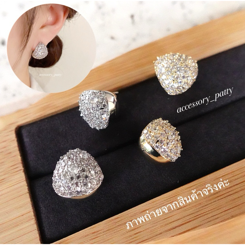 ต่างหูเพชรก้านเงิน รุ่นP02 งานใส่ปิดติ่งหู เพชรฝังแบบละเอียดงานสวยมากค่ะ ก้านเงินแท้ค่ะ