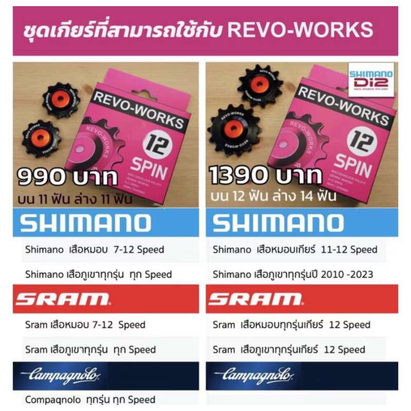 REVO-WORKS SPIN ลูกรอกตีนผีเซรามิค รองรับ 8-12 Speed