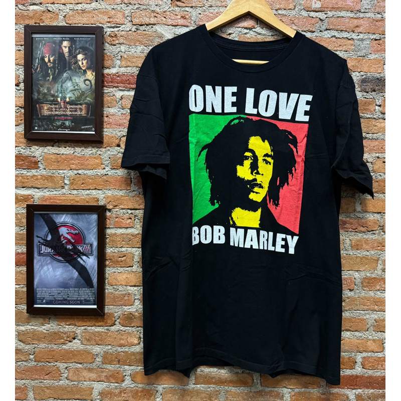 เสื้อยืดวินเทจมือสอง ลิขสิทธิ์แท้ BOB MARLEY - ONE LOVE สีดำ ขนาดไซส์ XL