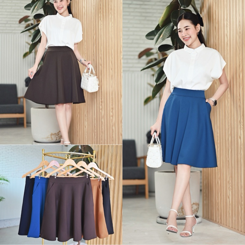 กระโปรง ทรงย้วยมีกระเป๋า ผ้าโรเชฟ ความยาว22“ – โปรปัง