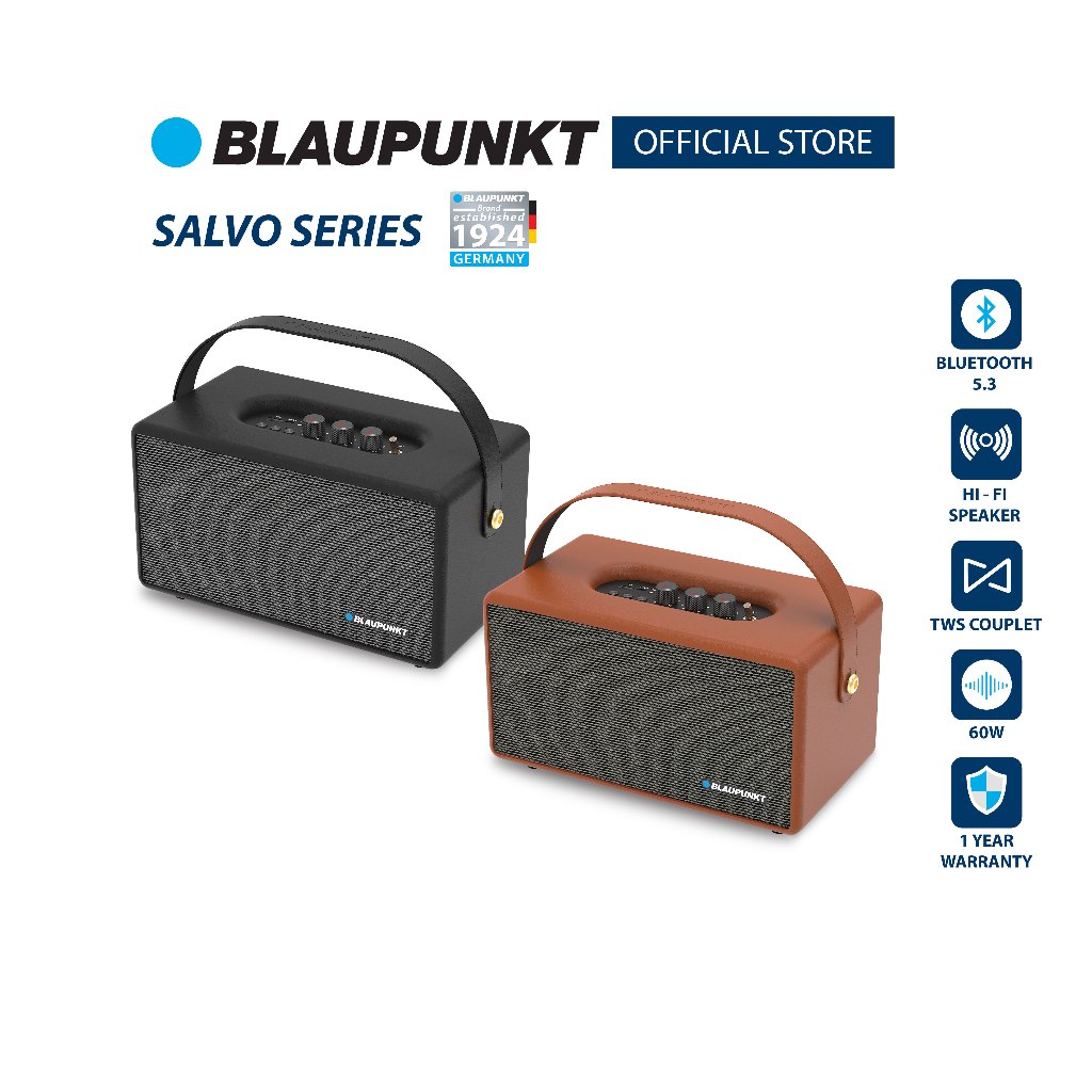 BLAUPUNKT ลำโพงบลูทูธพกพา เบสหนัก เสียงแน่น 60 วัตต์ BLUETOOTH SPEAKER รุ่น SALVO แบตเตอรี่ 8000mAh
