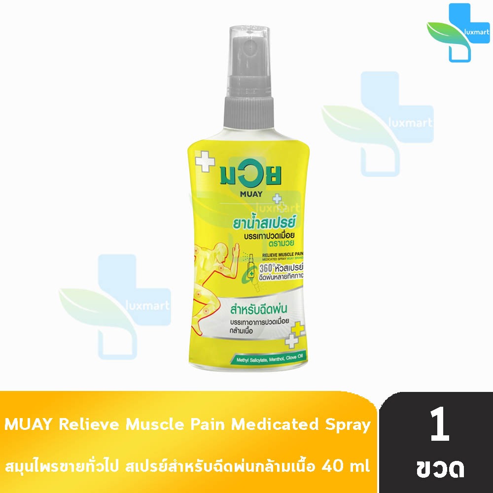 มวย น้ำมันมวย MUAY ยาน้ำสเปรย์ บรรเทาปวดเมื่อย ตรามวย 40มล [1 ขวด] DD 1309 สมุนไพรขายทั่วไป
