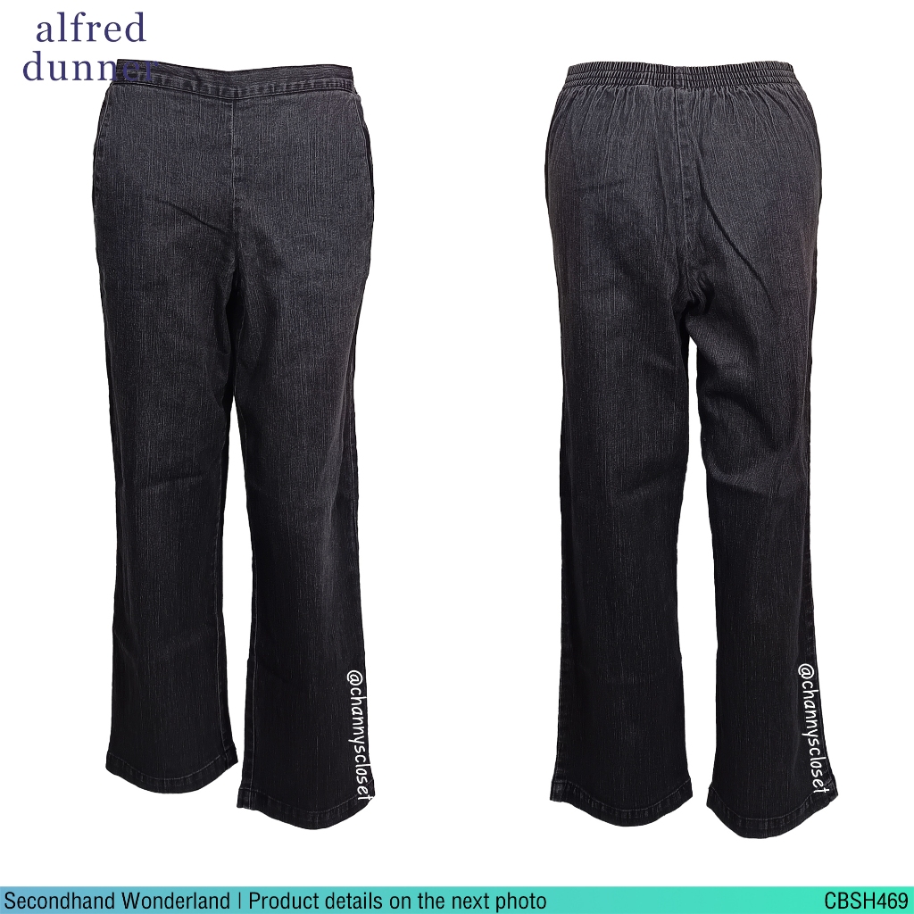 💖USED Alfred Dunner - Faded Black Straight Jeans | กางเกงยีนส์ขายาวสีดำ เอวปกติ กางเกงทรงกระบอก ครอป