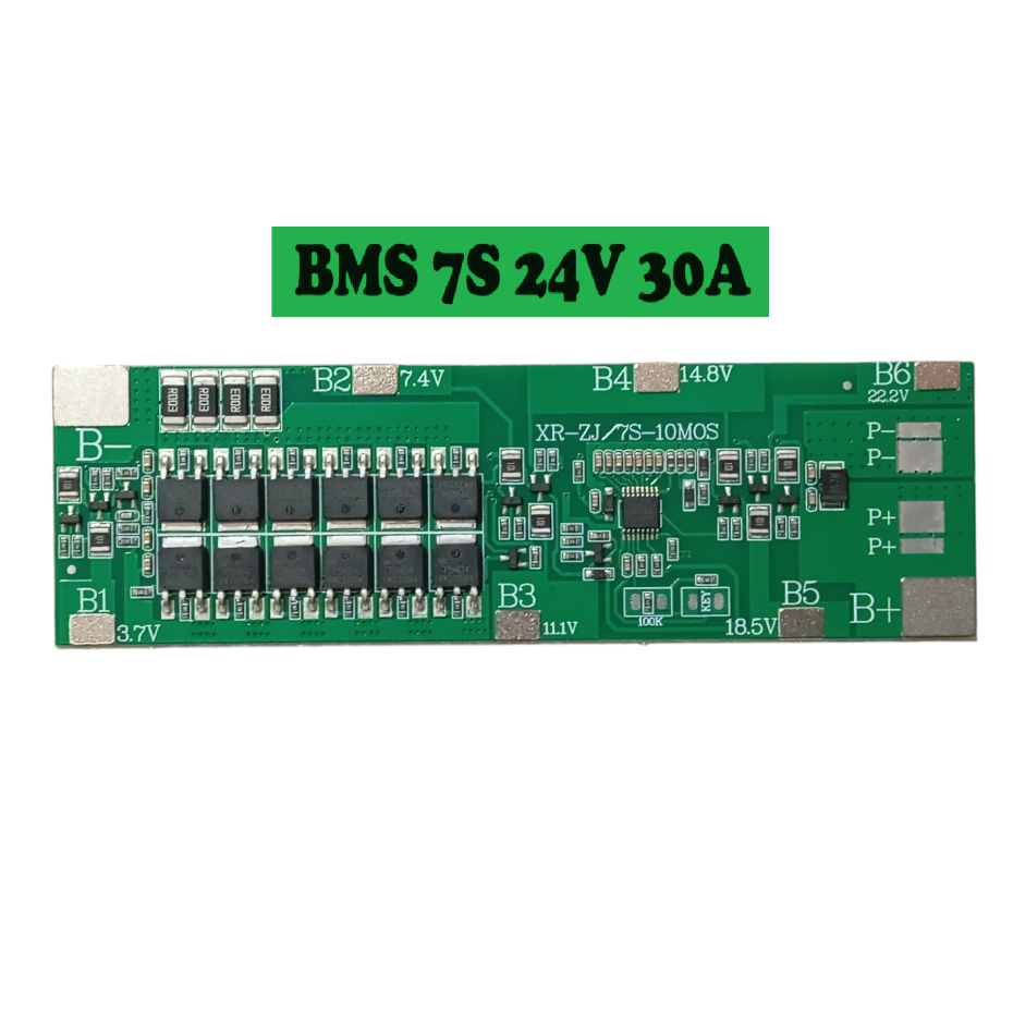 BMS Li-ion 3.7V 7S 24V 30A บอร์ตป้องกันแบตเตอรี่