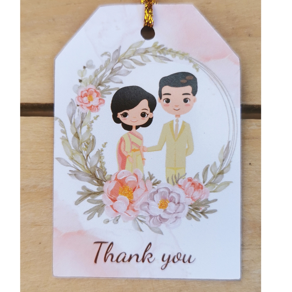 ป้ายTag Thank you ขนาด4x6cmพร้อมเชือก (สำหรับแขวนของขวัญของชำร่วยของรับไหว้)พร้อมส่ง
