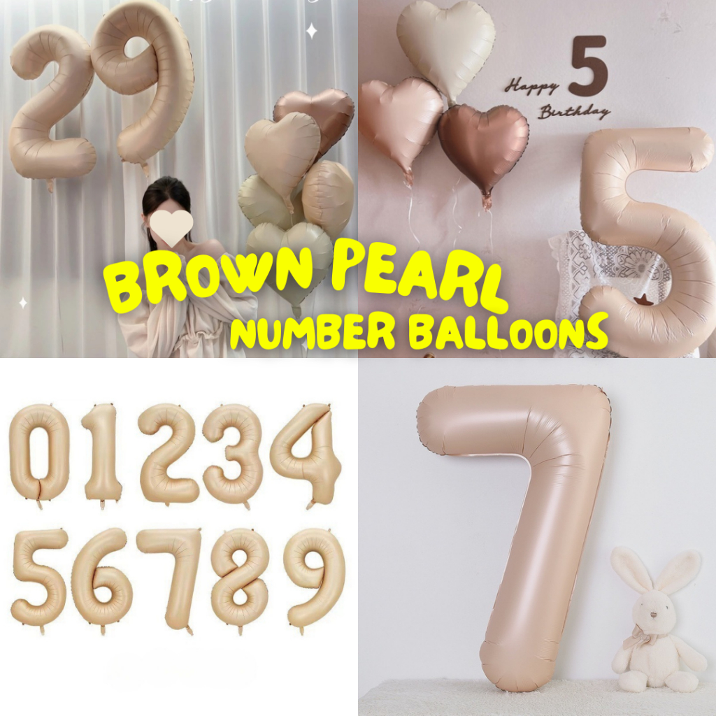 [ร้านไทย] -🎈ลูกโป่งฟอยล์ตัวเลขขนาดใหญ่ ขนาด 32/40 นิ้ว ใบหนา ไม่ยุบง่าย🎈สีคาราเมล