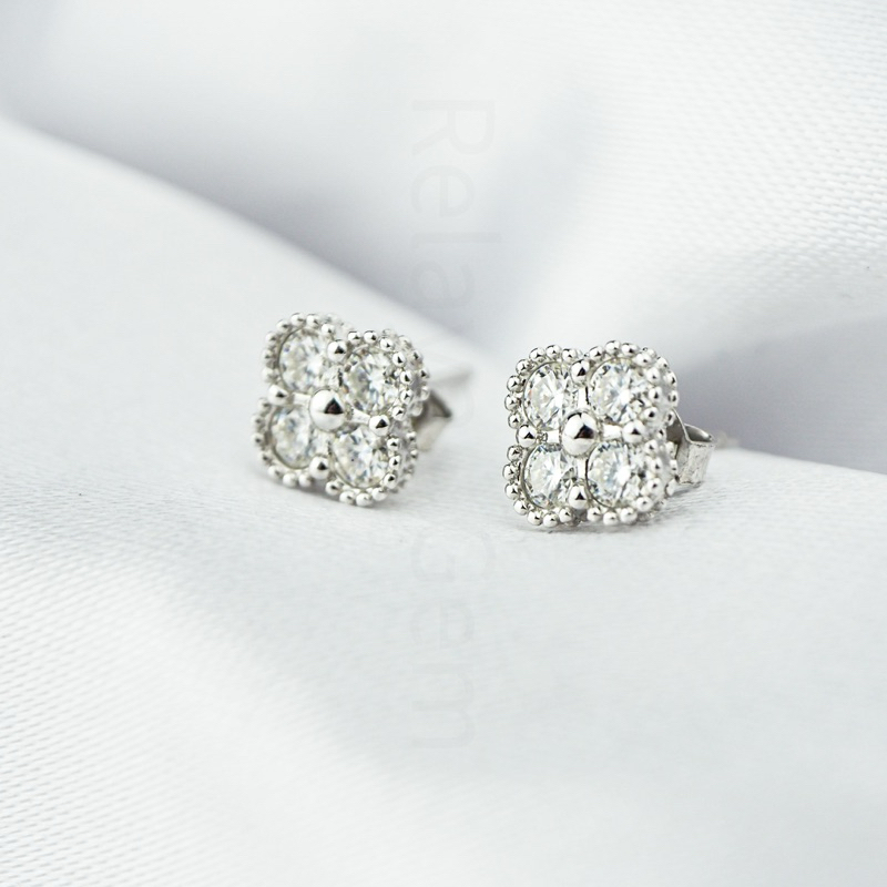 ต่างหูฝังเพชรโมอีส 1.2 ct เงินแท้ 92.5% ชุบทองคำขาว -A6457