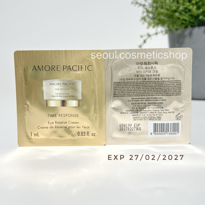 ( Eye Cream : exp 27/02/2027) Amore Pacific Time Response Eye Reserve Cream (1ml)