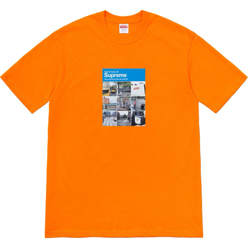 ใหม่พร้อมส่ง ของแท้ เสื้อยืด Supreme Verify Tee Orange