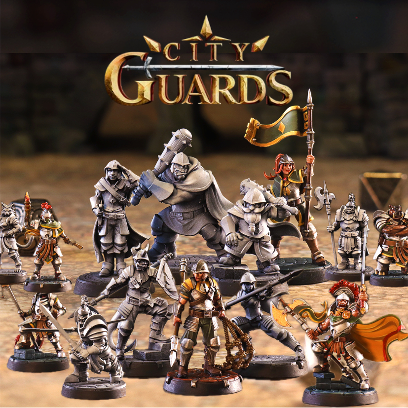 Dnd Miniature I ชุดกองกำลังพิทักษ์สันติราช - โมเดลบอร์ดเกม (งานเรซิ่นยังไม่ลงสี) ฐาน 1-2 นิ้ว