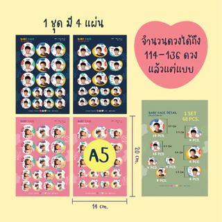 สติ๊กเกอร์ชื่อ กันน้ำ ลาย BABY FACE ( Name Sticker 4 sheet / set )