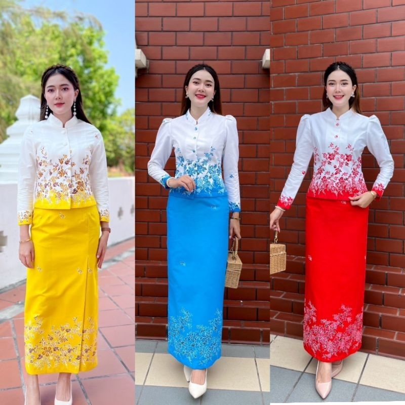 ชุดเซ็ตผ้าไทยทรงจิตรดาผ้าปาเต๊ะ