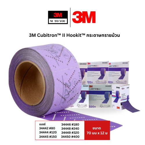 3M Cubitron™ II Hookit™ กระดาษทรายม้วน ขนาด 70 มม x 12 ม