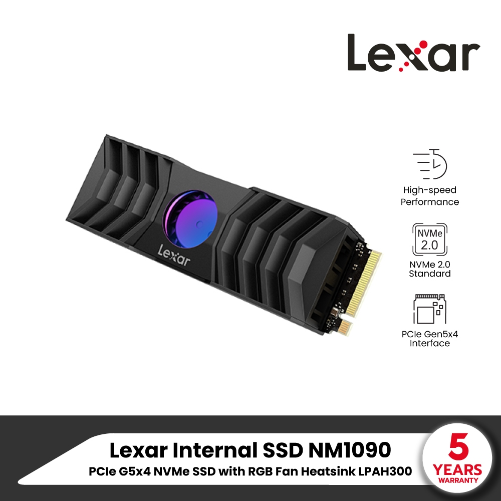 Lexar Internal SSD NM1090 PCIe G5x4 2TB (เอสเอสดีภายใน) Read 12,000MB/s, Write 11,000MB/s (LNM109000