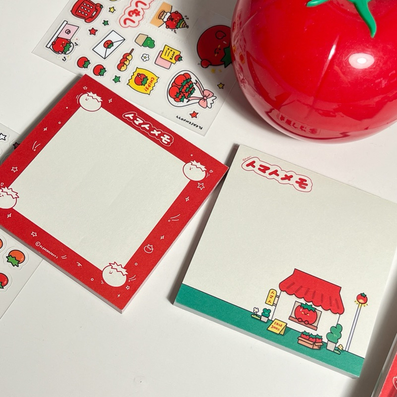 🥯มีลายใหม่📝MEMO PAD กระดาษโน้ต 🍅มะเขือเทศ **แบบฉีกได้ไม่มีกาว**