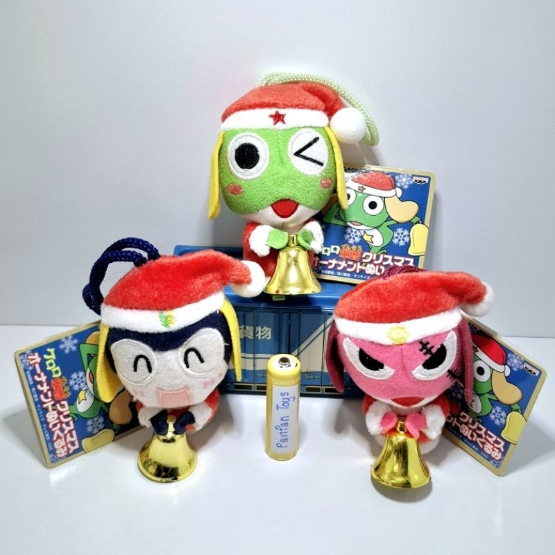 Keroro พวงกุญแจตุ๊กตาเคโรโระชุดคริสมาส มือ 1 ป้ายห้อย งาน Banpresto [ขายเป็นเซ็ต 3 ตัว] แรร์มาก