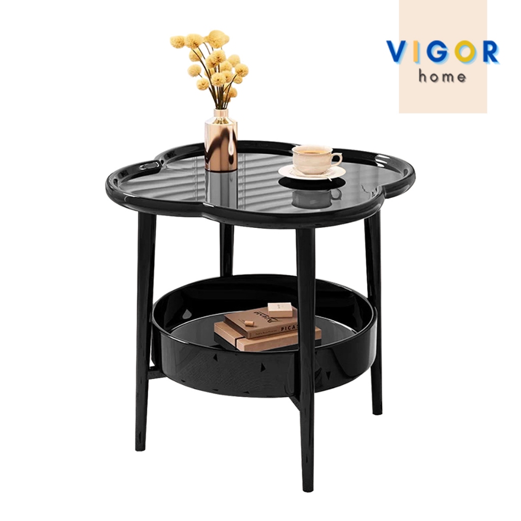 Vigor Home โต๊ะกาแฟ ทรงใบโคฟเวอร์ รุ่น DD-212 มีชั้นวางของ สไตล์มินิมอล เรียบหรู สวยงาม ทันสมัย