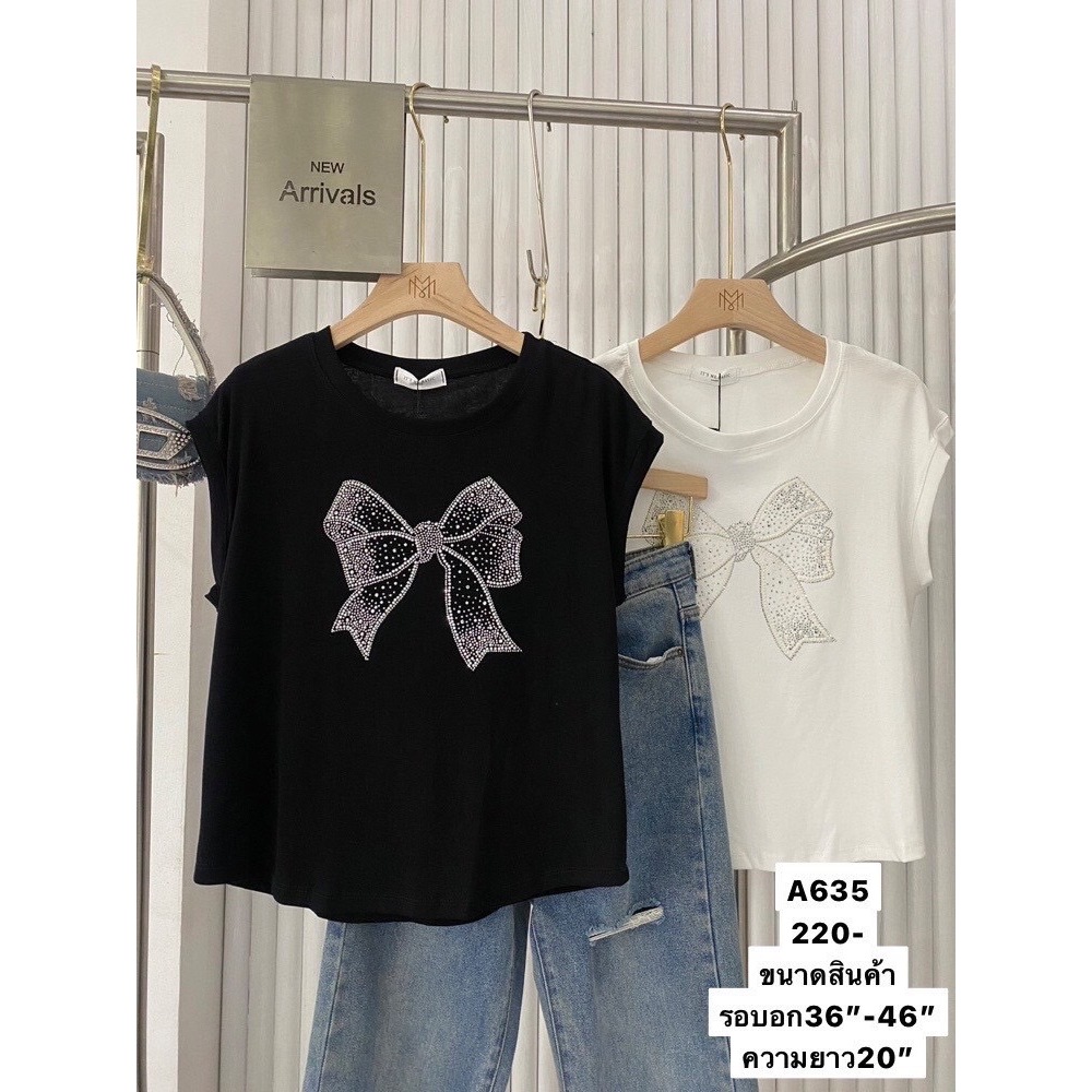 [พิมพ์โค้ด SISDEC ลด 60.- ] A635 เสื้อยืดทรงเสื้อกล้าม ขาวดำ 2 สี 220.- ผ้าคอตตอน100 เนื้อผ้ายืดหยุ่นได้ดีมาก รีดเพชร