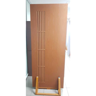 ส่งฟรี ประตูโมเดิร์น ประตู uPVC รุ่น PJR-001 ผิวเสี้ยนไม้ เซาะร่อง Vacuum ประตูภายนอกกันน้ำ Polywood ประตูกันน้ำ