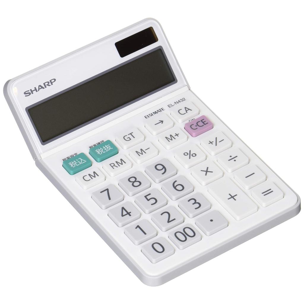 เครื่องคิดเลข SHARP สีขาว ขนาดพอดี 12 หลัก รุ่น EL-N432-X Japan stationery