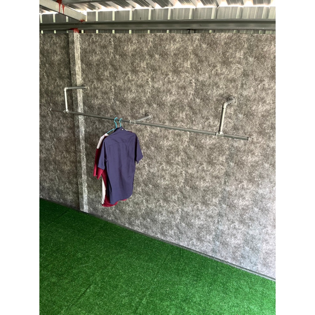 ราวแขวนผ้าติดผนังรุ่นตัว U 3 ขา มีขนาดยาว 1.89 เมตร , 2.39 เมตร , 2.89 เมตร , 3.39 เมตร ทำด้วยท่อเหล็ก 6 หุน(3/4 นิ้ว) - รูปที่ 6